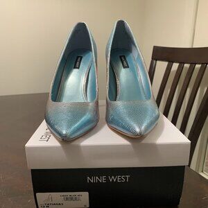 size 12 nine west light blue tatiana high heels new with the box